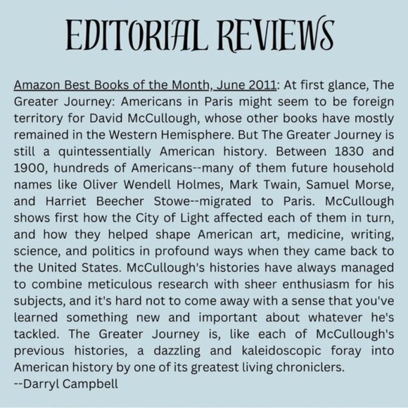 The Greater Journey: Americans in Paris Hardcover History Bestseller - Picture 11 of 11